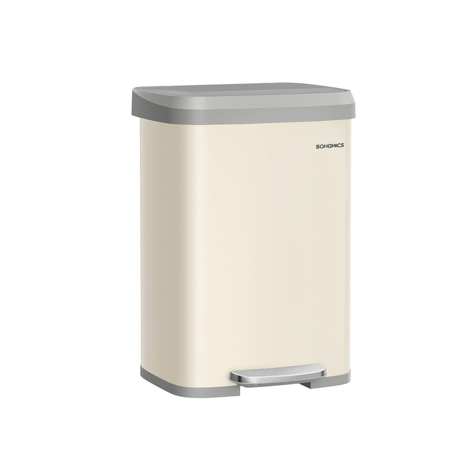 Metal Waste Pedal Bin – Metal – Sand Beige and Dove Grey – 68L Capacity with Lid
