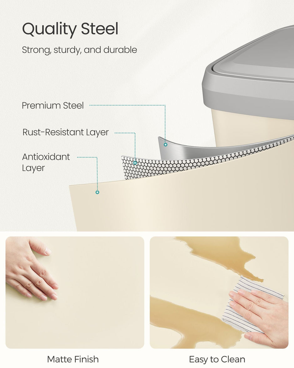 Metal Waste Pedal Bin – Metal – Sand Beige and Dove Grey – 68L Capacity with Lid