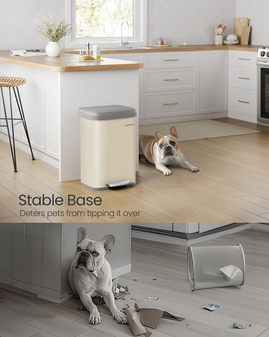 Metal Waste Pedal Bin – Metal – Sand Beige and Dove Grey – 68L Capacity with Lid