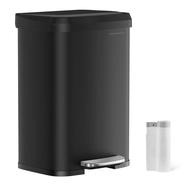 50L Metal Pedal Rubbish Bin – Silver – Large Capacity with Lid