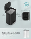 50L Metal Pedal Rubbish Bin – Silver – Large Capacity with Lid