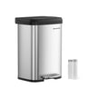50L Metal Pedal Rubbish Bin – Silver – Large Capacity with Lid