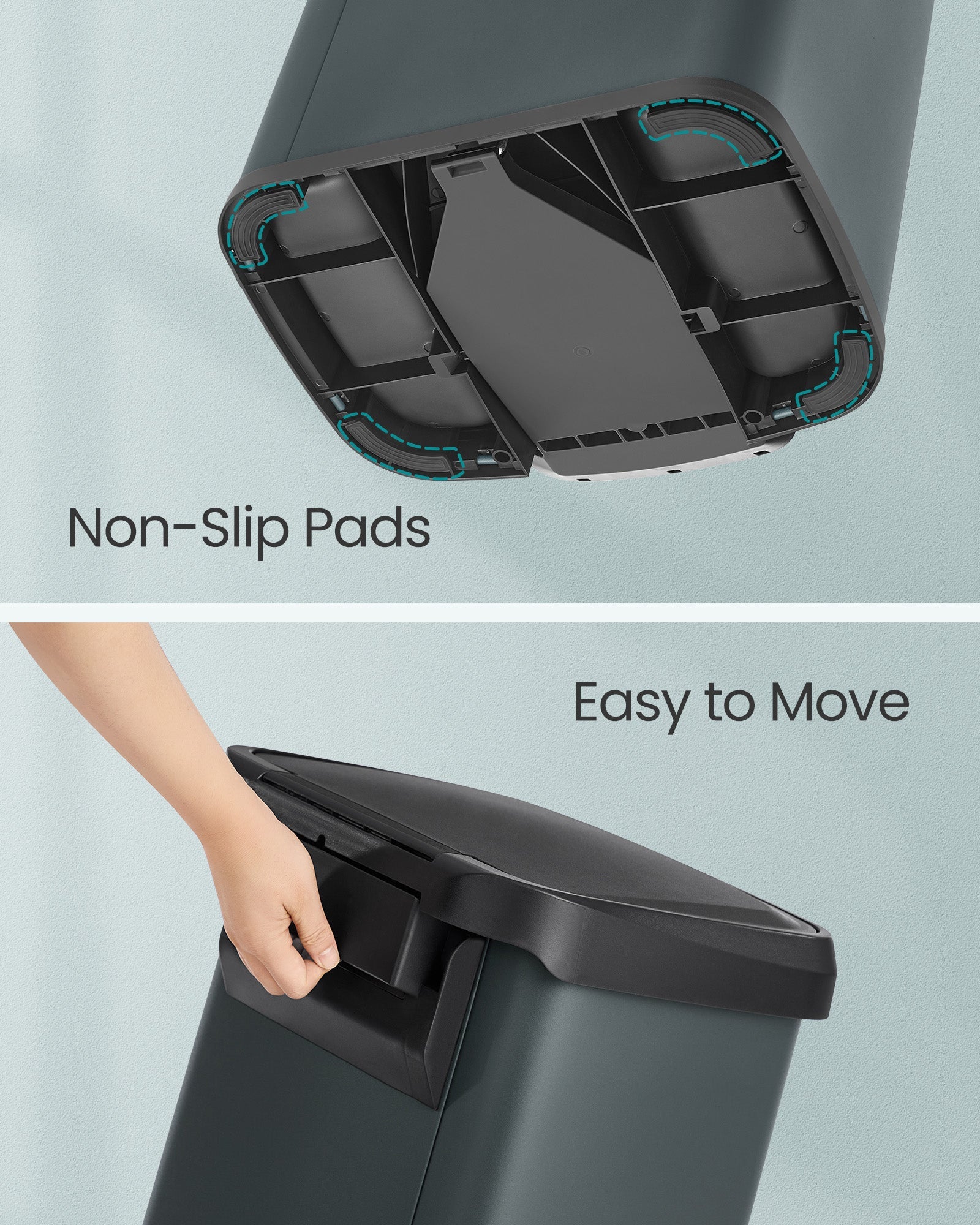 Metal Pedal Bin – Metal – Charcoal Grey and Black – 68L Capacity with Lid
