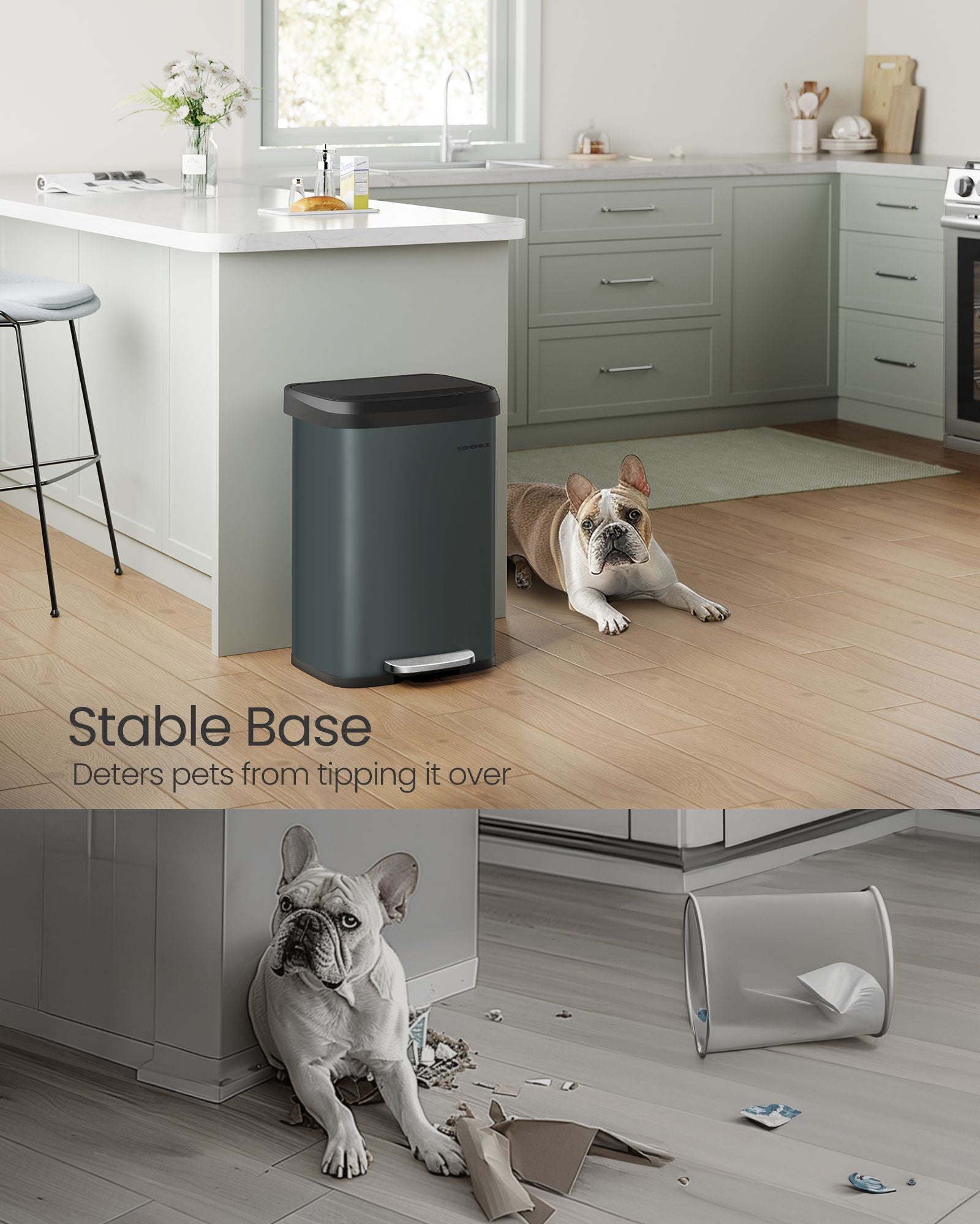 Metal Pedal Bin – Metal – Charcoal Grey and Black – 68L Capacity with Lid