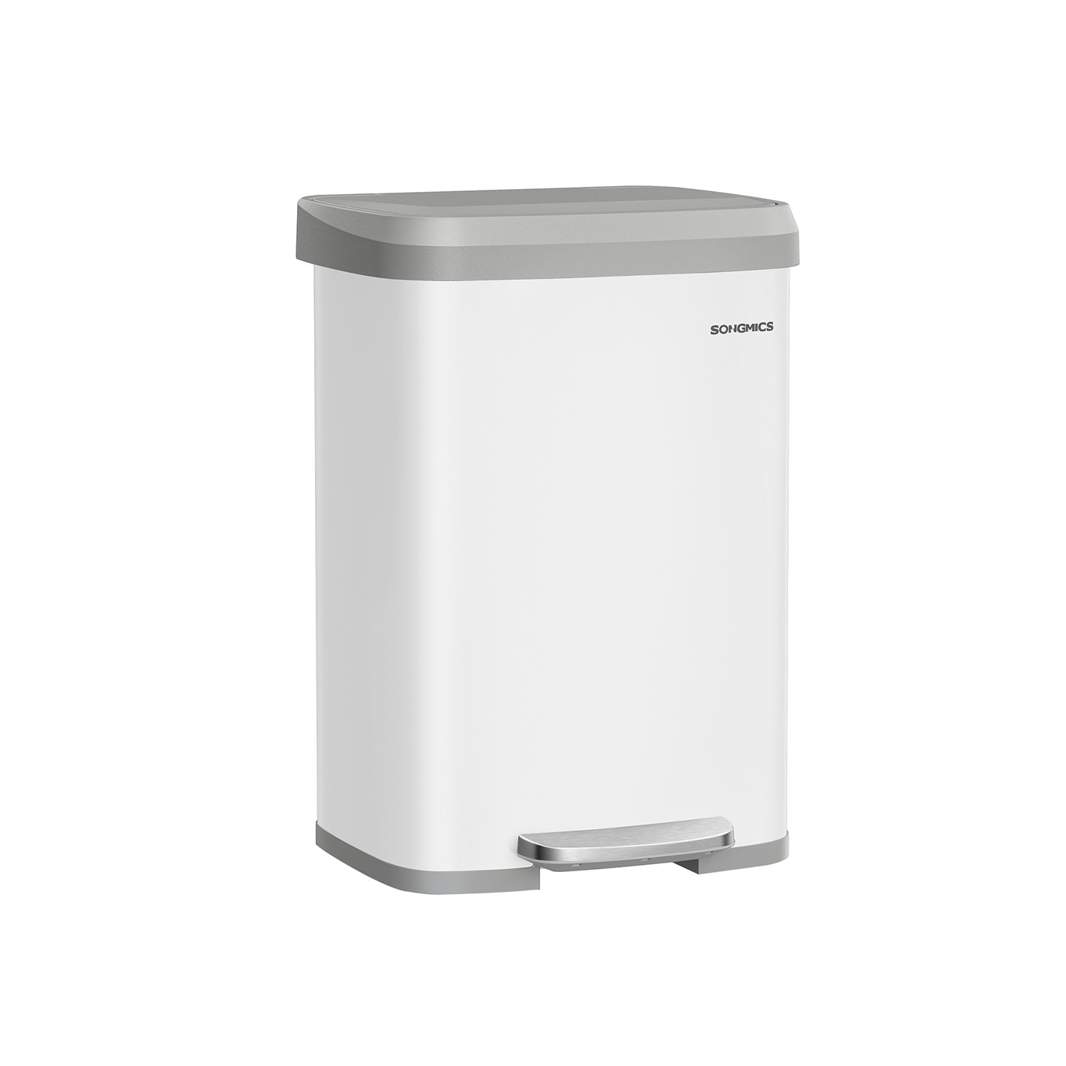 Metal Pedal Waste Bin – Steel – White and Dove Grey – 68L Capacity