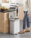 Metal Pedal Waste Bin – Steel – White and Dove Grey – 68L Capacity