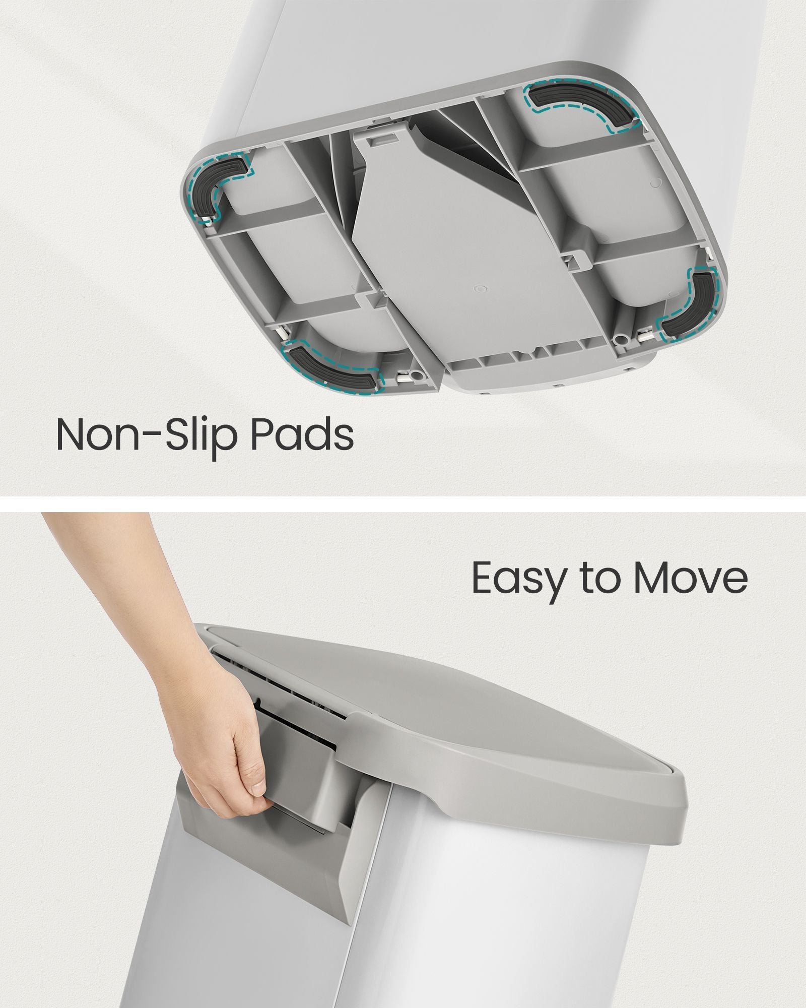 Metal Pedal Waste Bin – Steel – White and Dove Grey – 68L Capacity
