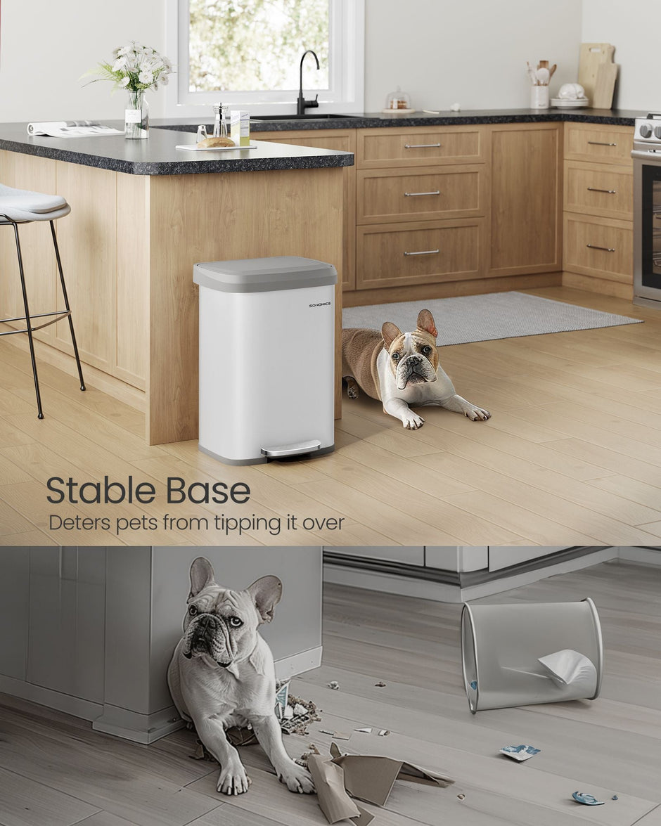 Metal Pedal Waste Bin – Steel – White and Dove Grey – 68L Capacity