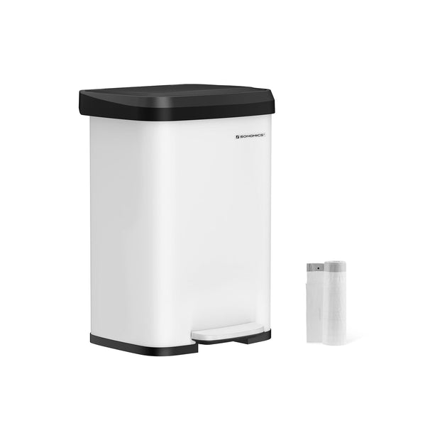 50L Metal Pedal Rubbish Bin – Silver – Large Capacity with Lid