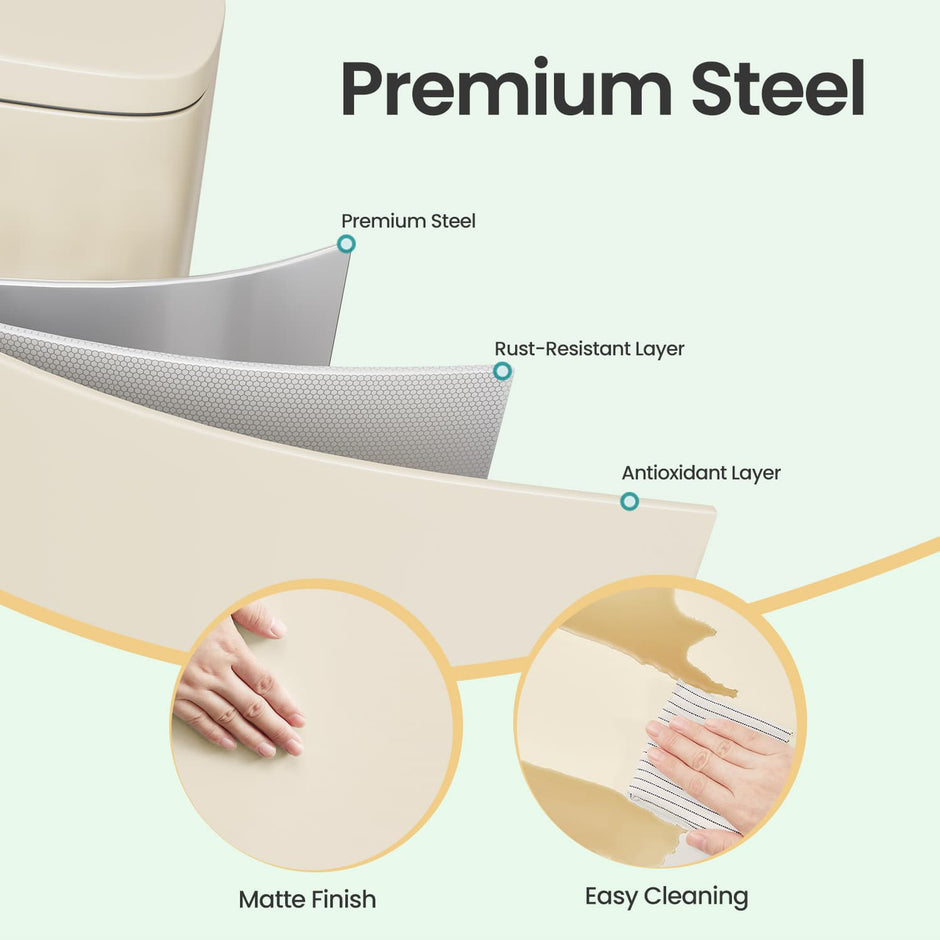 Large Steel Pedal Trash Can – 40L – Beige – Soft Close with 15 Liners Included