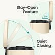 Large Steel Pedal Trash Can – 40L – Beige – Soft Close with 15 Liners Included