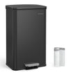 Large Steel Kitchen Bin – Black Finish – Soft Close Lid – 40L Capacity with 15 Liner Bags