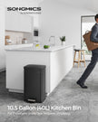 Large Steel Kitchen Bin – Black Finish – Soft Close Lid – 40L Capacity with 15 Liner Bags