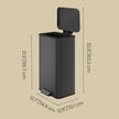 Large Step Waste Bin – Steel – Black – Soft Close Mechanism with Lid and 15 Liners Included