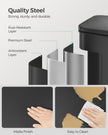 Large Steel Kitchen Bin – Black Finish – Soft Close Lid – 40L Capacity with 15 Liner Bags