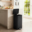 Large Step Waste Bin – Steel – Black – Soft Close Mechanism with Lid and 15 Liners Included
