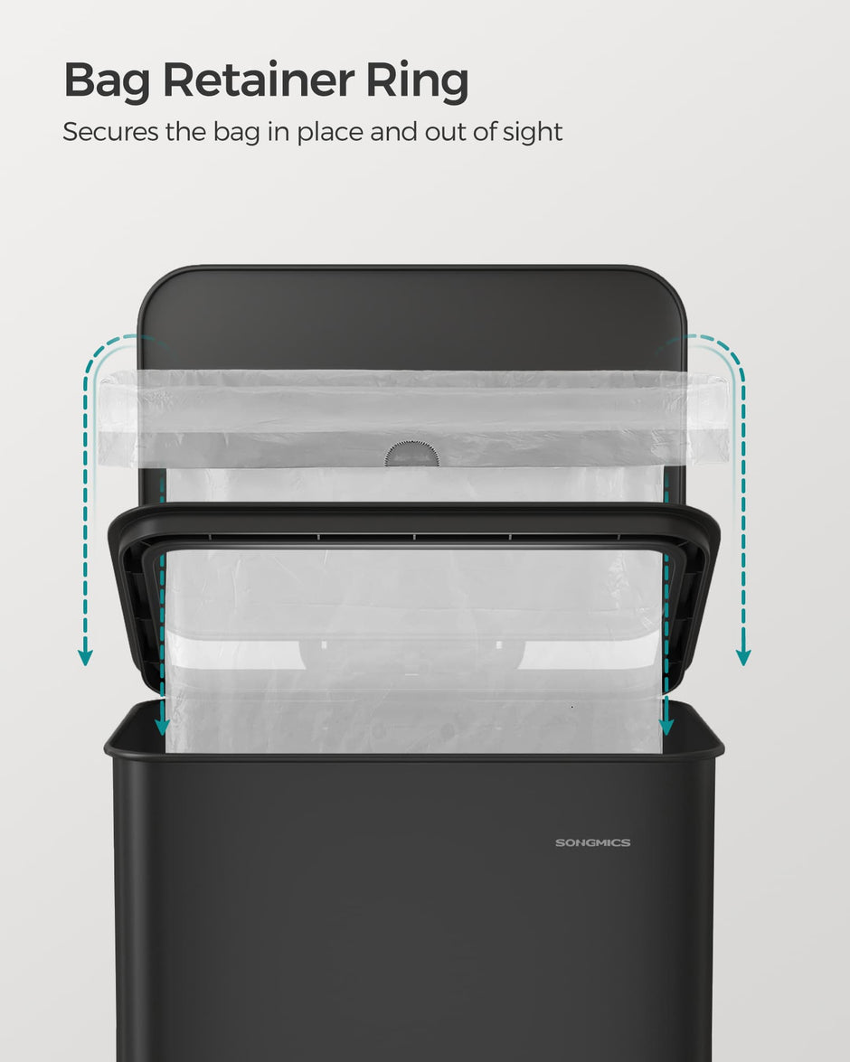 Large Steel Kitchen Bin – Black Finish – Soft Close Lid – 40L Capacity with 15 Liner Bags