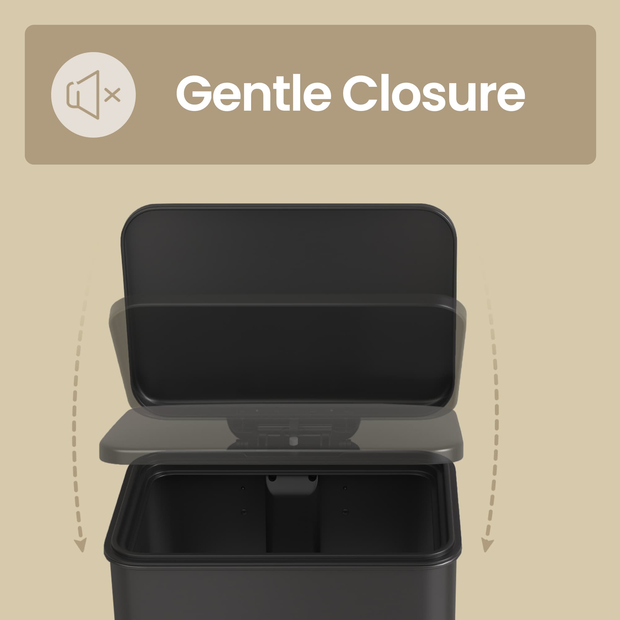 Large Step Waste Bin – Steel – Black – Soft Close Mechanism with Lid and 15 Liners Included
