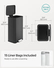 Large Steel Kitchen Bin – Black Finish – Soft Close Lid – 40L Capacity with 15 Liner Bags