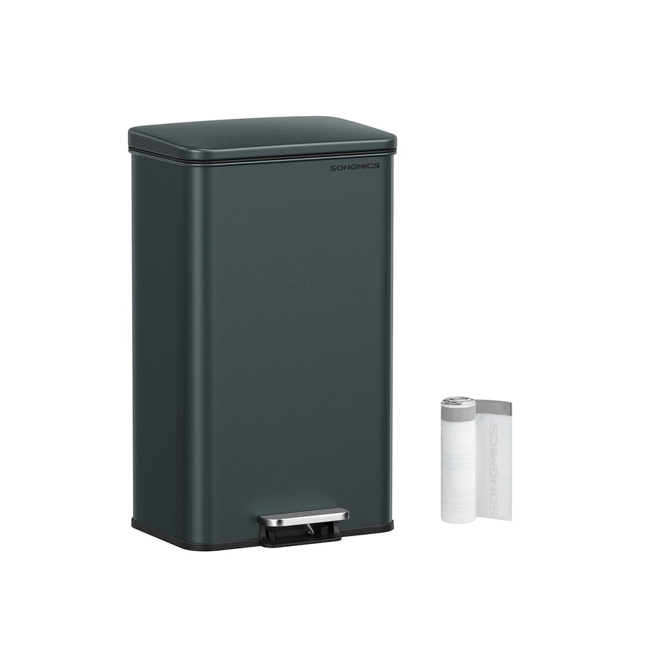 Large Steel Kitchen Bin – Black Finish – Soft Close Lid – 40L Capacity with 15 Liner Bags