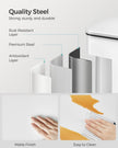 Kitchen Bin – Steel – White – 40L Capacity with Soft Close Lid, Includes 15 Liner Bags
