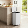 Large Step Waste Bin – Steel – White – 40L Capacity with Soft Close Mechanism