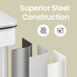 Large Step Waste Bin – Steel – White – 40L Capacity with Soft Close Mechanism