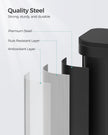 20L Kitchen Bin – Steel – Ink Black – Soft-Close Lid and Wide Non-Slip Pedal