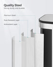 20L Steel Kitchen Trash Bin – Metallic Silver – Soft-Close Lid, Non-Slip Pedal