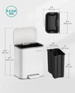 20L Kitchen Bin – Steel – Cloud White – Soft-Close Lid and Wide Non-Slip Pedal
