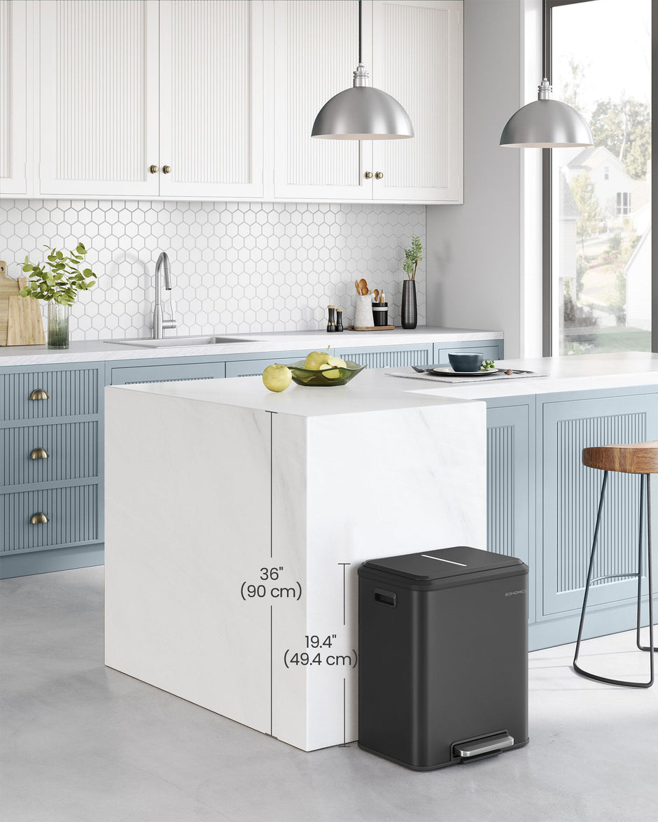 Double Bin – Steel – Metallic Silver – Soft-Close Lid, Wide Sturdy Pedal