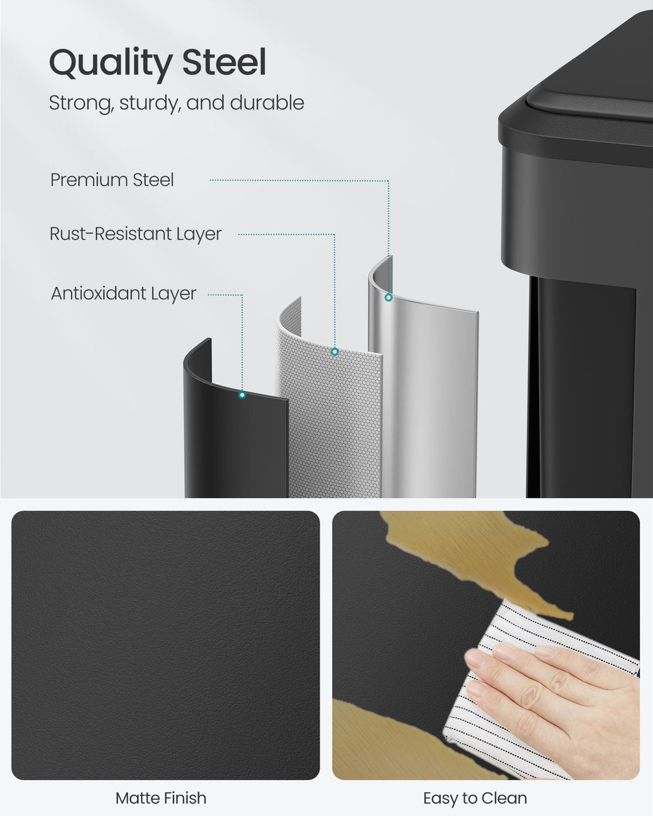 Double Bin – Steel – Metallic Silver – Soft-Close Lid, Wide Sturdy Pedal
