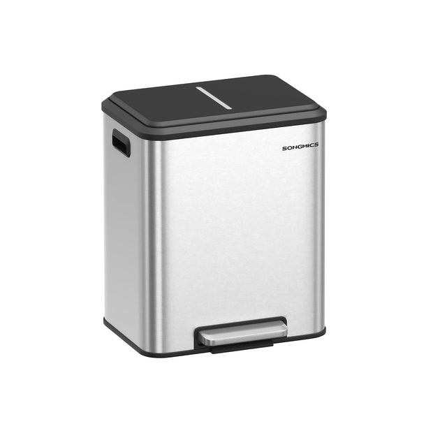 Double Bin – Steel – Cloud White – Soft-Close Lid, Inner Buckets for Recycling and Waste