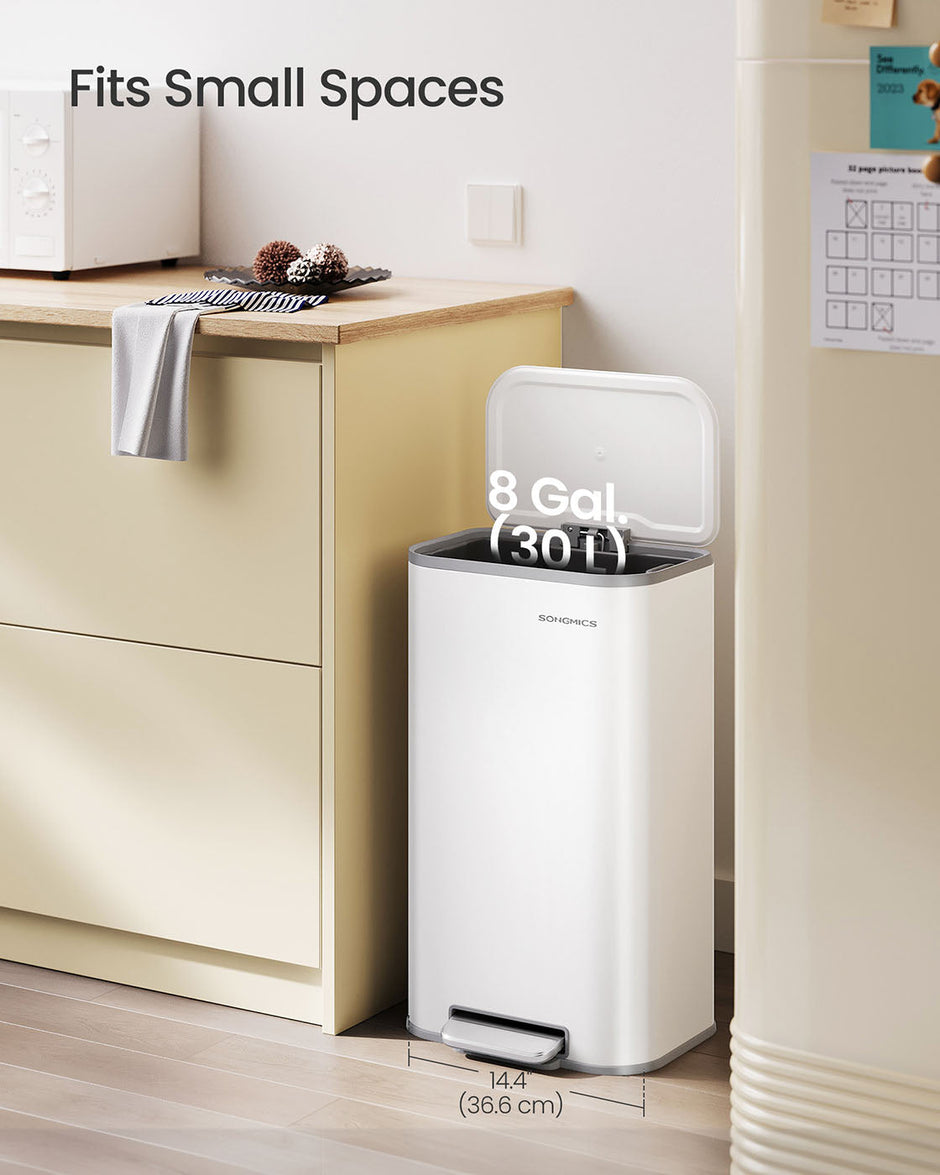 Pedal Bin – Steel – Cloud White – 30 L Soft-Close Lid with Non-Slip Pedal