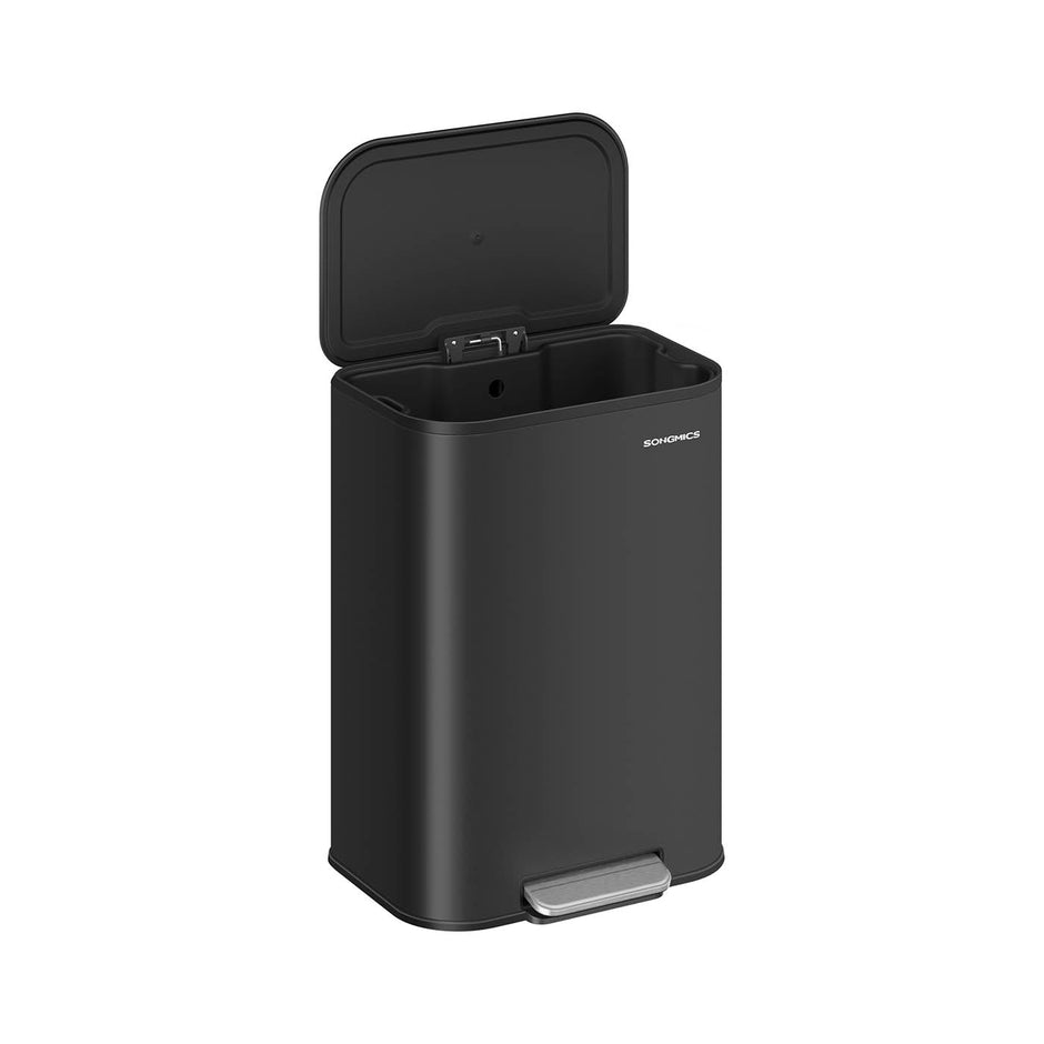 Pedal Bin – Steel – Ink Black – 50 L Soft-Close Lid with Wide Non-Slip Pedal