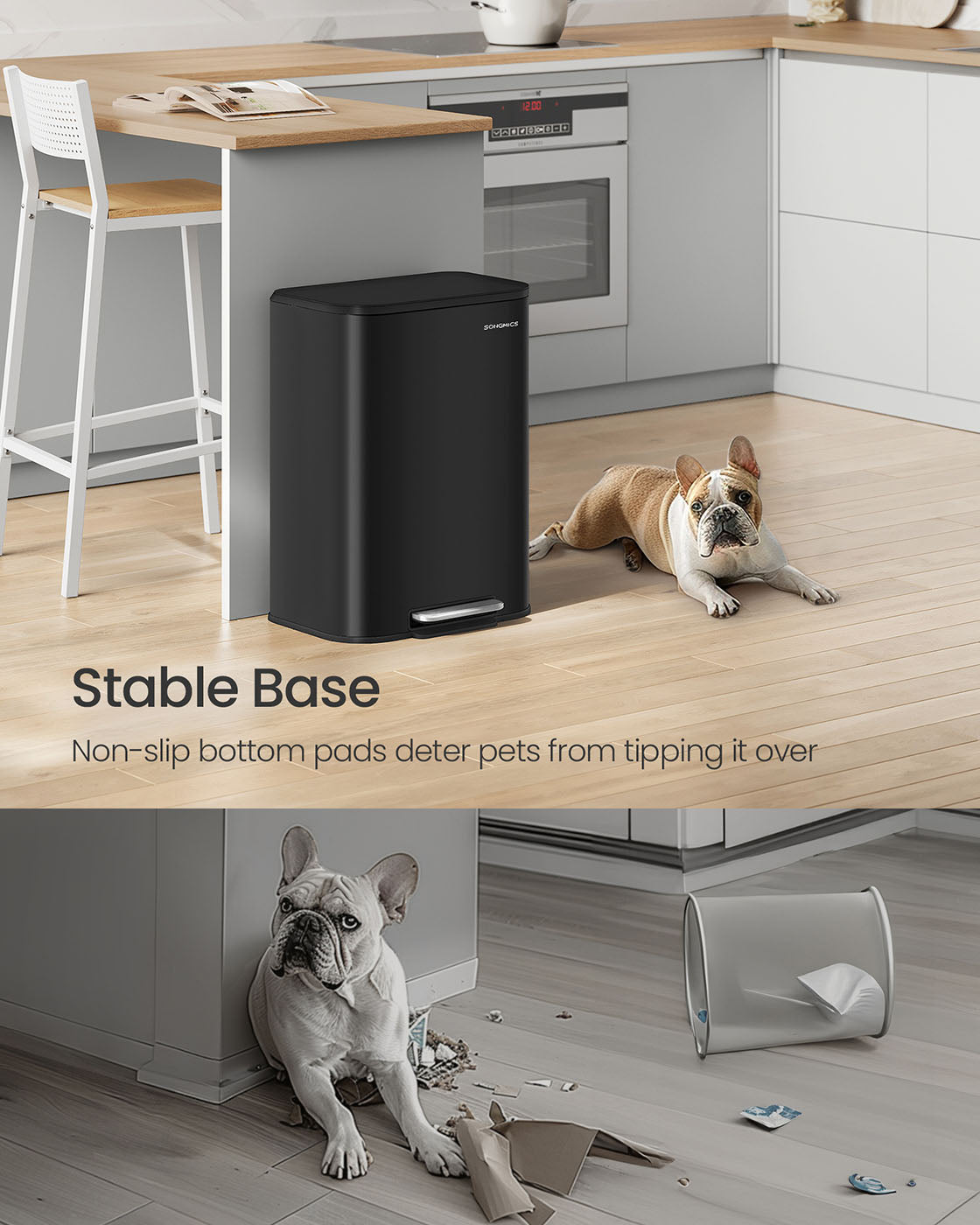 Pedal Bin – Steel – Ink Black – 50 L Soft-Close Lid with Wide Non-Slip Pedal