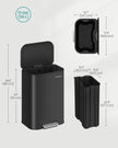 Pedal Bin – Steel – Ink Black – 50 L Soft-Close Lid with Wide Non-Slip Pedal