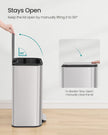 Trash Bin – Steel – Metallic Silver – 50L Capacity, Soft-Close Lid, Wide Non-Slip Pedal