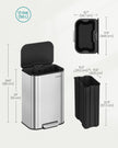 Trash Bin – Steel – Metallic Silver – 50L Capacity, Soft-Close Lid, Wide Non-Slip Pedal