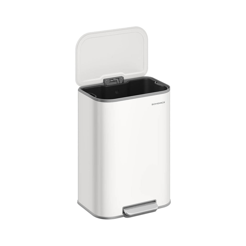 Trash Bin – Steel – Cloud White – 50 L Soft-Close Lid with Wide Non-Slip Pedal
