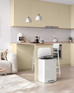 Trash Bin – Steel – Cloud White – 50 L Soft-Close Lid with Wide Non-Slip Pedal