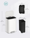 Trash Bin – Steel – Cloud White – 50 L Soft-Close Lid with Wide Non-Slip Pedal