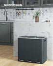 Kitchen Rubbish Bin – Stainless Steel – Fingerprint-Proof – Three Compartment with Soft-Closing Lids and Pedals