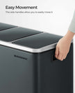Kitchen Rubbish Bin – Stainless Steel – Fingerprint-Proof – Three Compartment with Soft-Closing Lids and Pedals