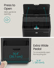 3-Compartment Kitchen Bin – Plastic – Black – Includes Carbon Filter and Wide Pedal
