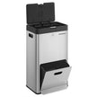3-Compartment Kitchen Bin – Stainless Steel – Silver – Carbon Filter and Wide Pedal