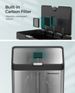 3-Compartment Kitchen Bin – Stainless Steel – Silver – Carbon Filter and Wide Pedal