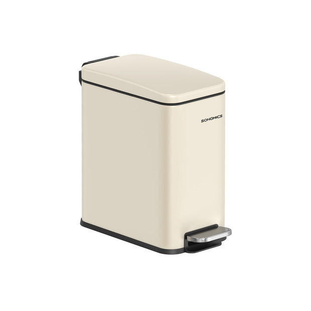 Bathroom Pedal Bin – Steel – Sand Beige – Soft Close, 5L Capacity for Small Spaces