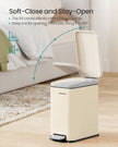 Bathroom Pedal Bin – Steel – Sand Beige – Soft Close, 5L Capacity for Small Spaces