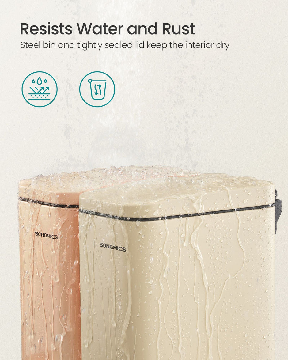 Bathroom Pedal Bin – Steel – Sand Beige – Soft Close, 5L Capacity for Small Spaces